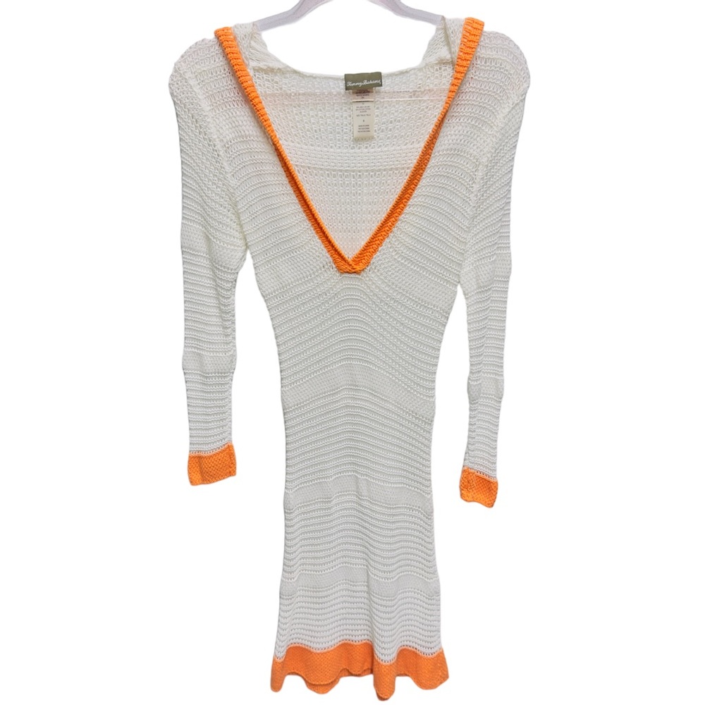 Pure Linen Cotton Crochet Knit Hoodie Mini Dress Coverup